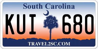 SC license plate KUI680