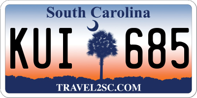 SC license plate KUI685