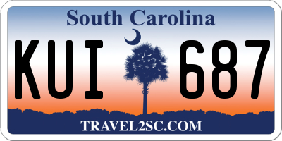 SC license plate KUI687