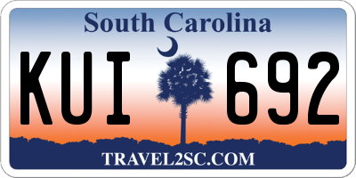 SC license plate KUI692