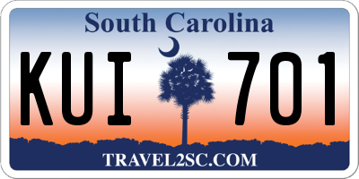 SC license plate KUI701