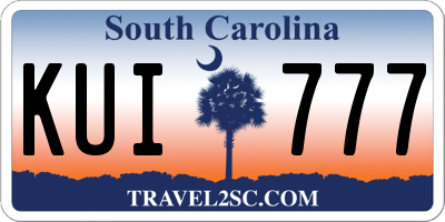 SC license plate KUI777
