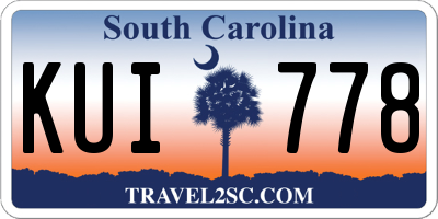 SC license plate KUI778