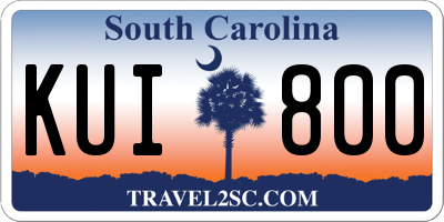 SC license plate KUI800