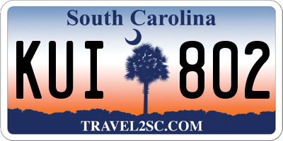 SC license plate KUI802