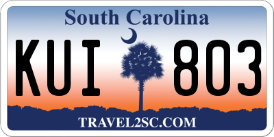 SC license plate KUI803