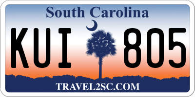 SC license plate KUI805
