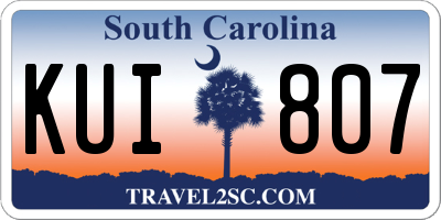 SC license plate KUI807