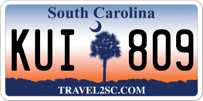 SC license plate KUI809