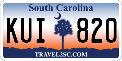 SC license plate KUI820