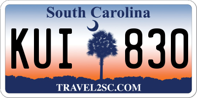 SC license plate KUI830