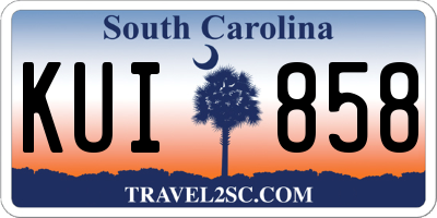 SC license plate KUI858