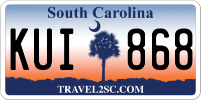 SC license plate KUI868