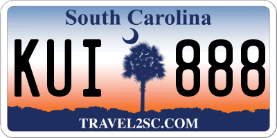 SC license plate KUI888