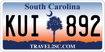 SC license plate KUI892