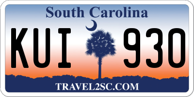 SC license plate KUI930