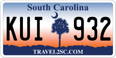 SC license plate KUI932
