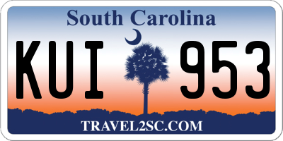 SC license plate KUI953