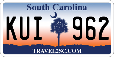SC license plate KUI962