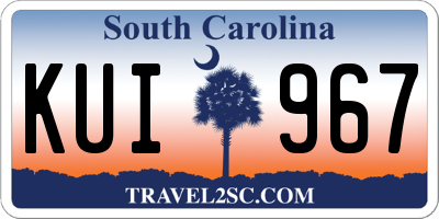 SC license plate KUI967