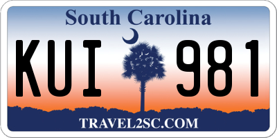 SC license plate KUI981