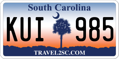 SC license plate KUI985