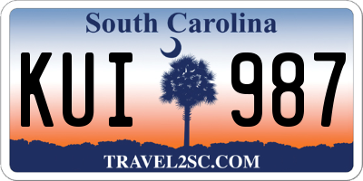 SC license plate KUI987