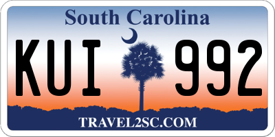 SC license plate KUI992