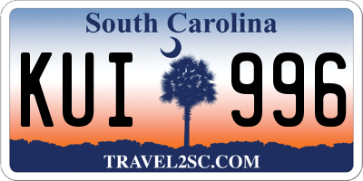 SC license plate KUI996