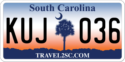 SC license plate KUJ036