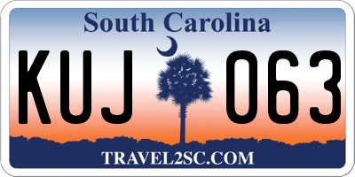 SC license plate KUJ063