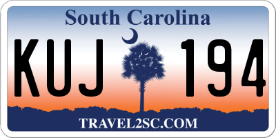 SC license plate KUJ194