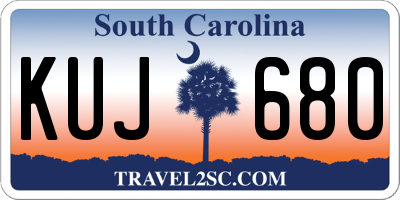 SC license plate KUJ680