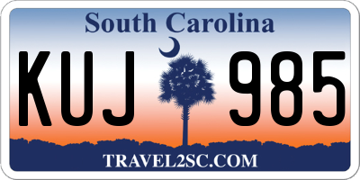 SC license plate KUJ985