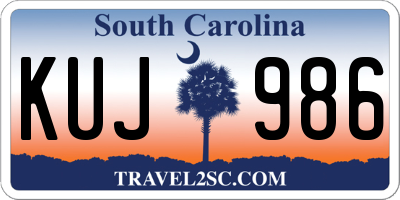 SC license plate KUJ986