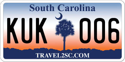 SC license plate KUK006