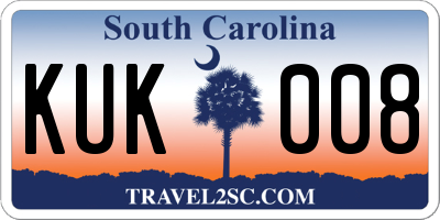 SC license plate KUK008
