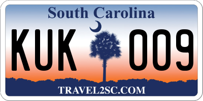SC license plate KUK009