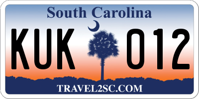 SC license plate KUK012