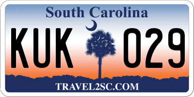 SC license plate KUK029