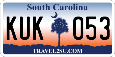 SC license plate KUK053