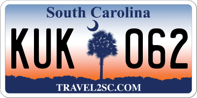 SC license plate KUK062