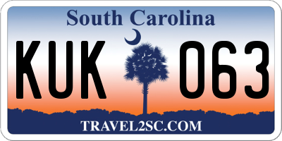 SC license plate KUK063