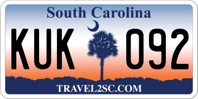 SC license plate KUK092
