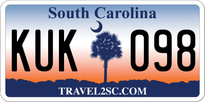 SC license plate KUK098