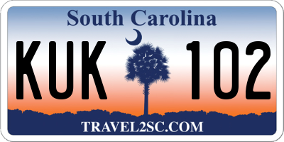 SC license plate KUK102