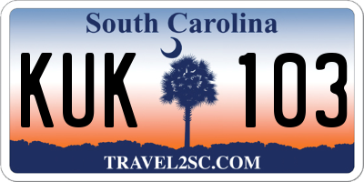SC license plate KUK103