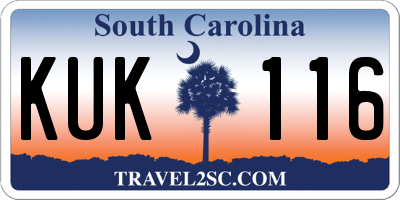 SC license plate KUK116