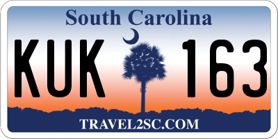 SC license plate KUK163