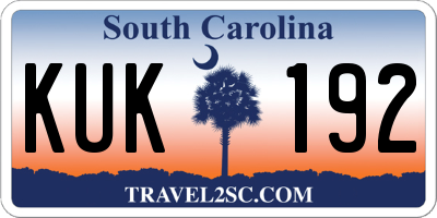 SC license plate KUK192